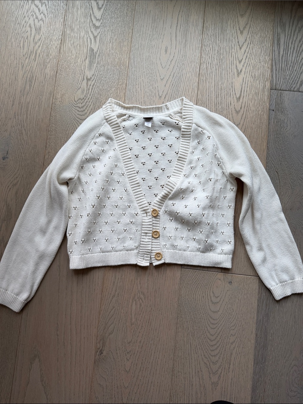 Tea Collection Cream Eyelet Button-Front Cardigan